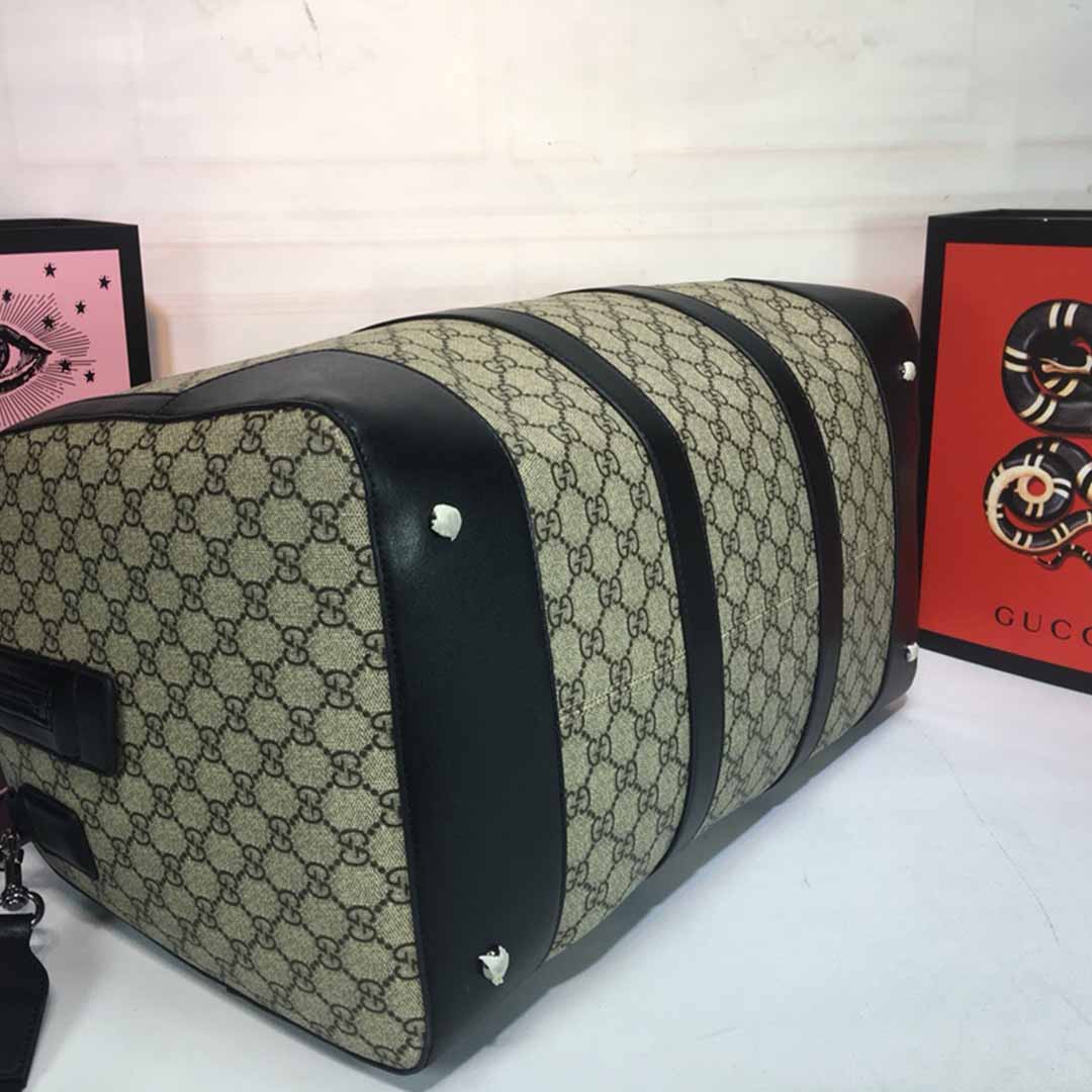 Replica Gucci Double G Black Carry-On Duffle 474131 Black/Grey
