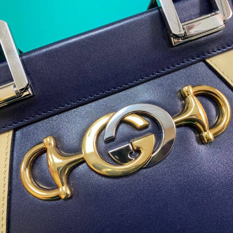 Replica Gucci Zumi Smooth Leather With Stripes Small Top Handle Bag 569712