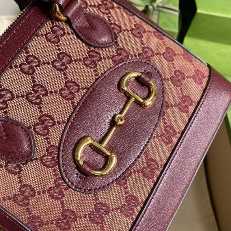 Replica Gucci Horsebit 1955 Gg Mini Bag 677212 In Burgundy Gg Canvas