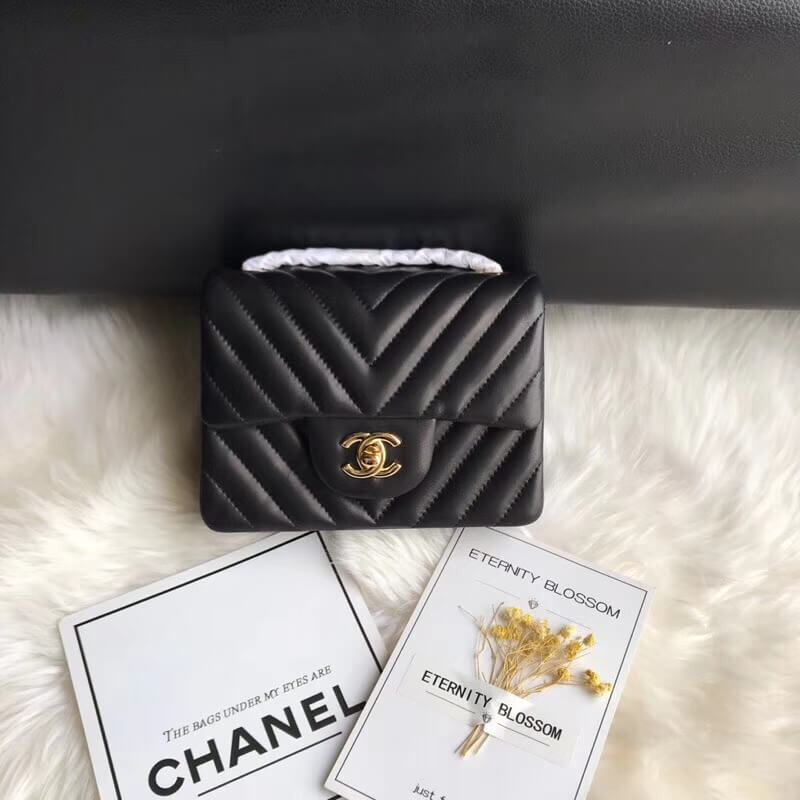 Replica Chanel Chevron Lambskin 17Cm Classic Flap Bag 1115