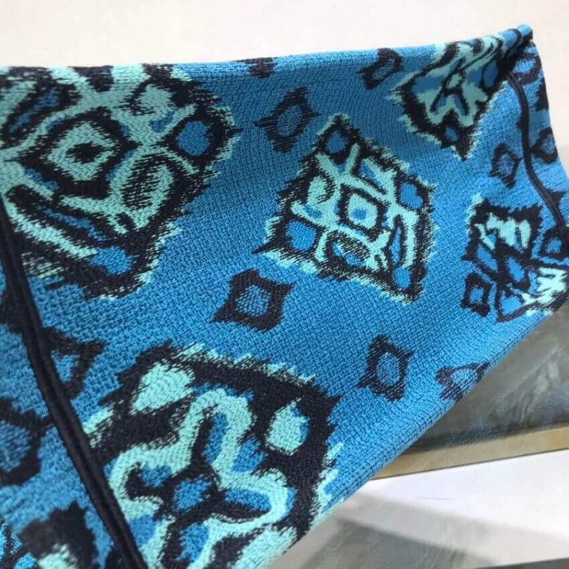 Replica Dior Small Book Tote In Blue Palms Embroidery M1296