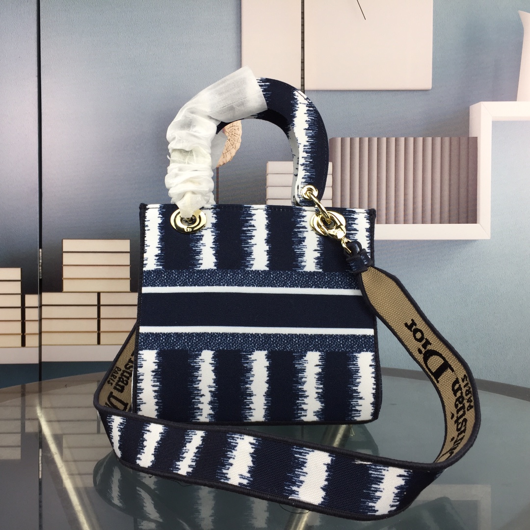 Replica Dior Medium Lady D-Lite Bag Blue/Red/O