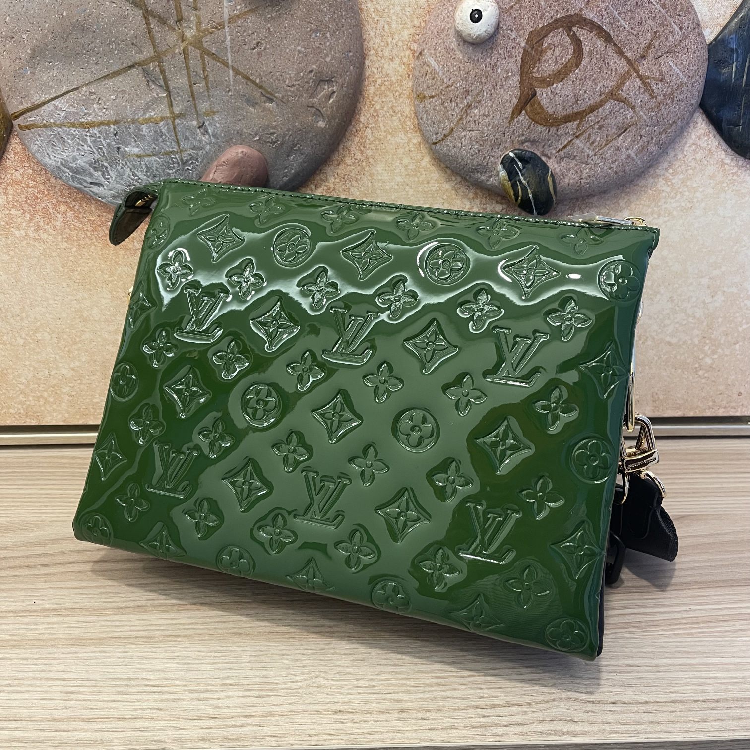 Replica Louis Vuitton Coussin Pm Patent Leather- Black/Green