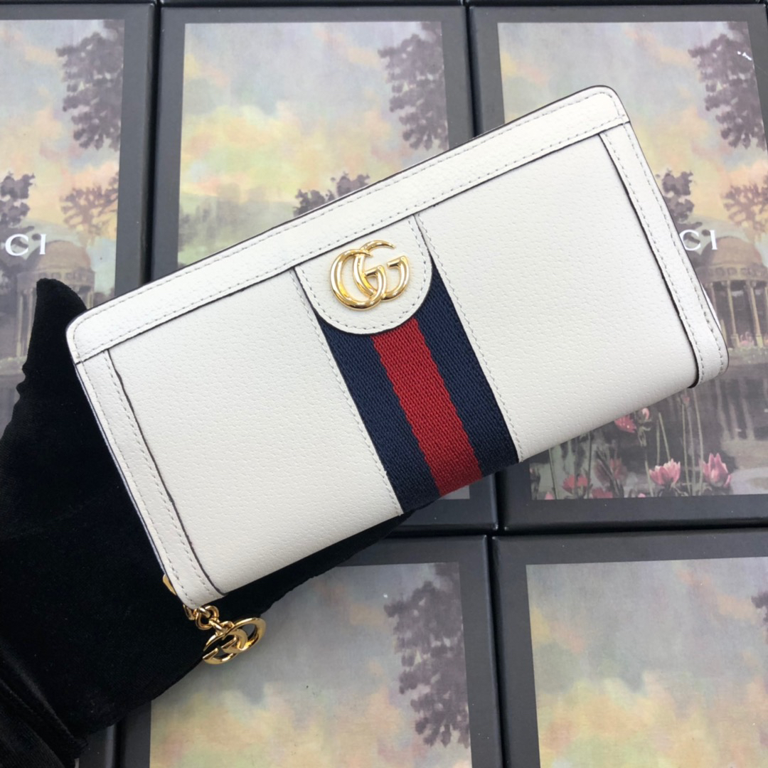 Replica Gucci Ophidia Zip Around Wallet Black/White