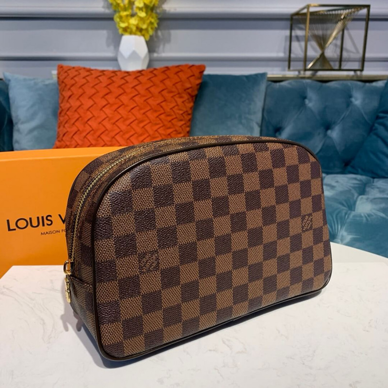 Replica Louis Vuitton Damier Ebene Canvas Toiletry Bag 25 N47624