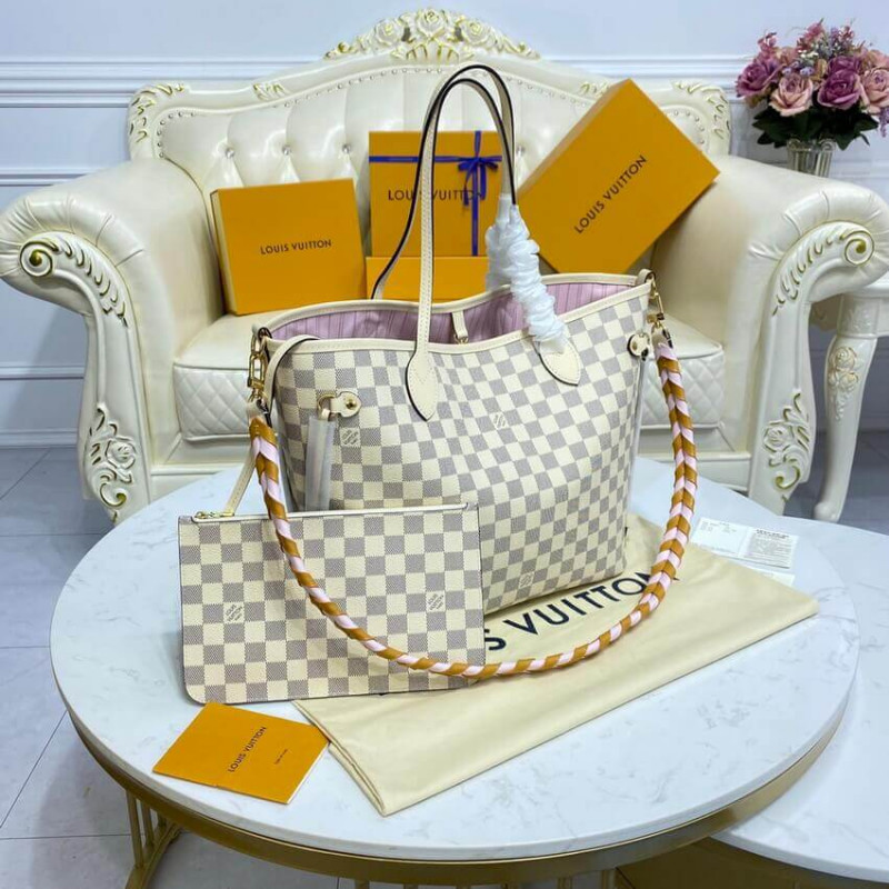 Replica Louis Vuitton Damier Azur Neverfull Mm N45295 Pink