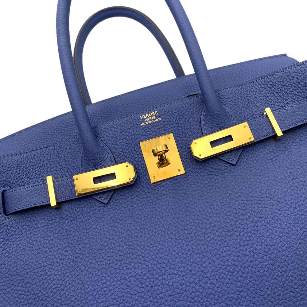 Hermes Birkin 30 Togo Blue Electric D Engraved Handbag