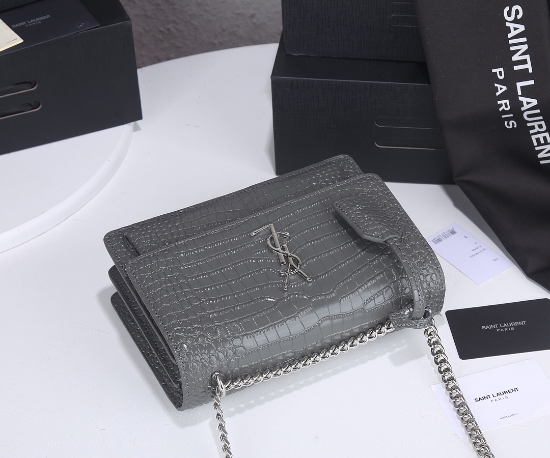 Replica Ysl Sunset Medium In Crocodile Embossed Shiny Leather 1737