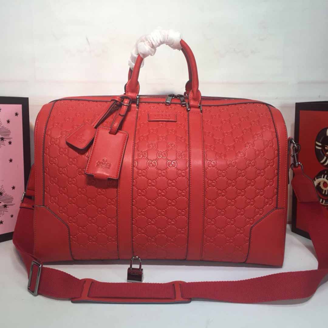 Replica Gucci Aaa-Double G Embossed Duffle Bag 625768 Black/Red