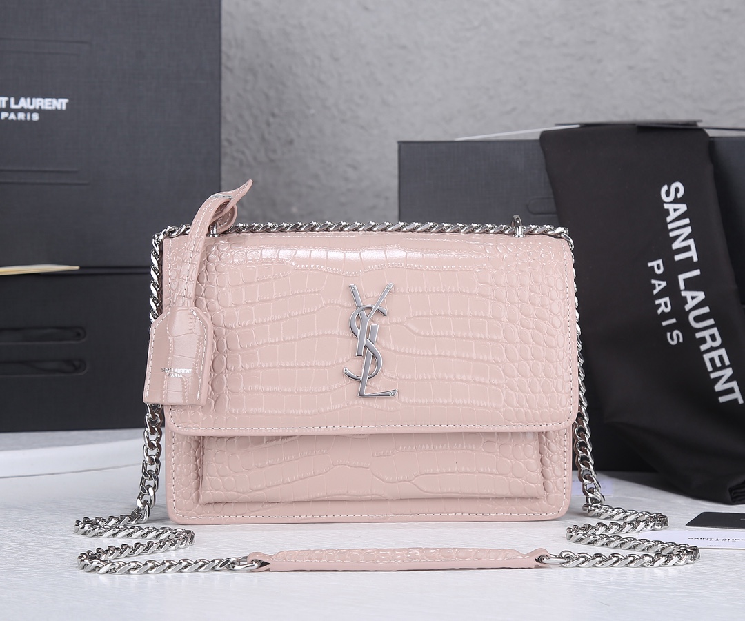 Replica Ysl Sunset Medium In Crocodile Embossed Shiny Leather 1737