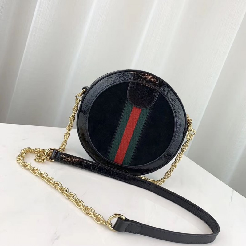 Replica Gucci Suede Ophidia Mini Round Shoulder Bag 550618