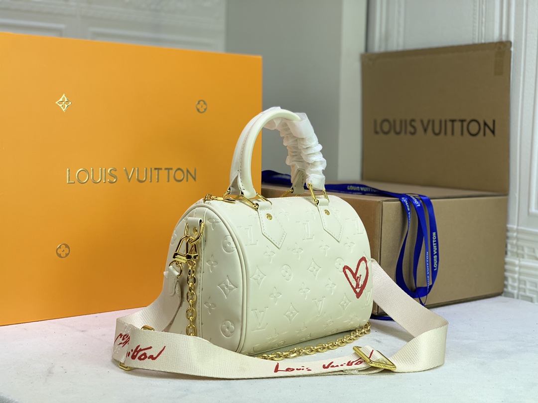 Replica Louis Vuitton Limited Edition Speedy Bandouliere 22 White/Pink