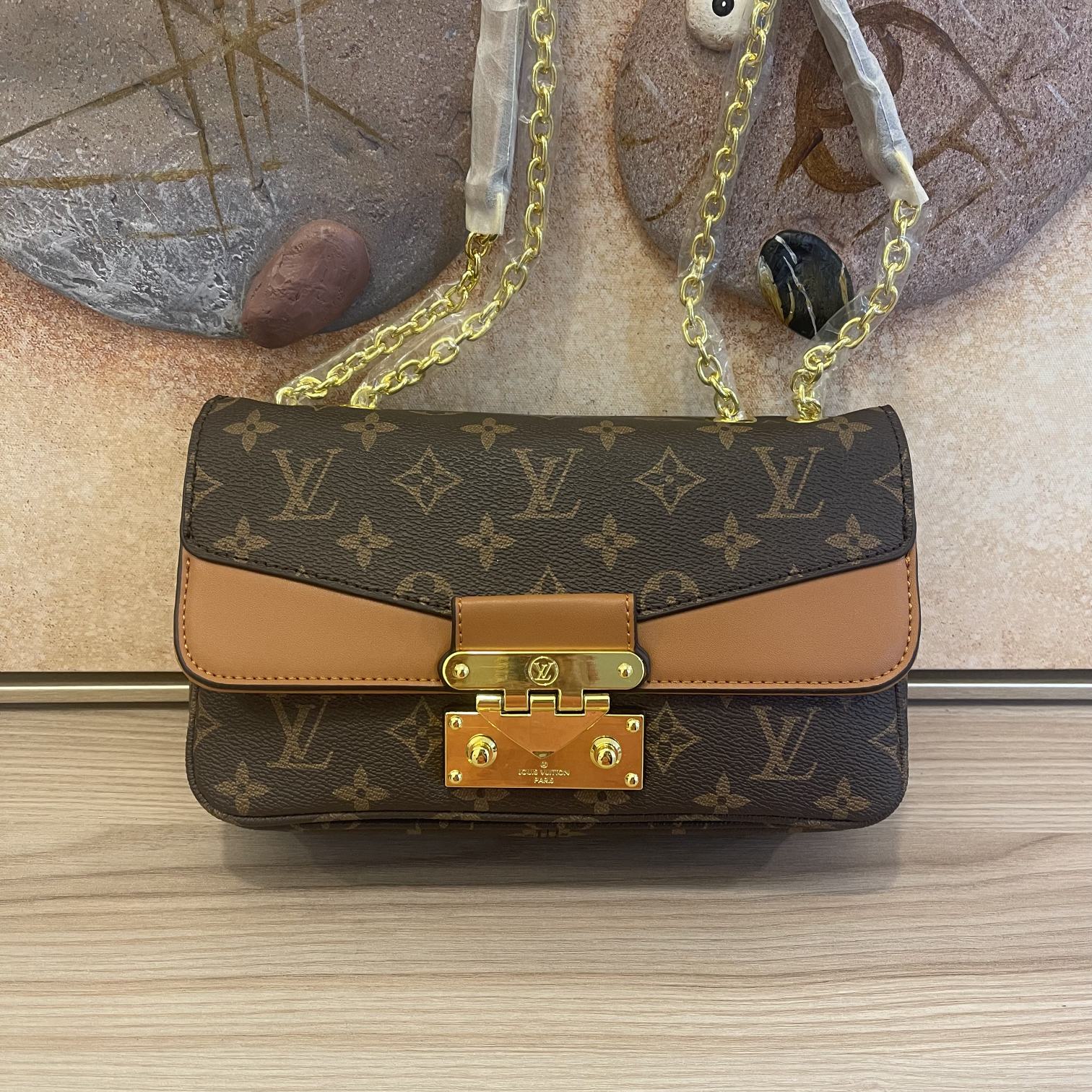 Replica Louis Vuitton Marceau Chain Handbag- Black/Brown