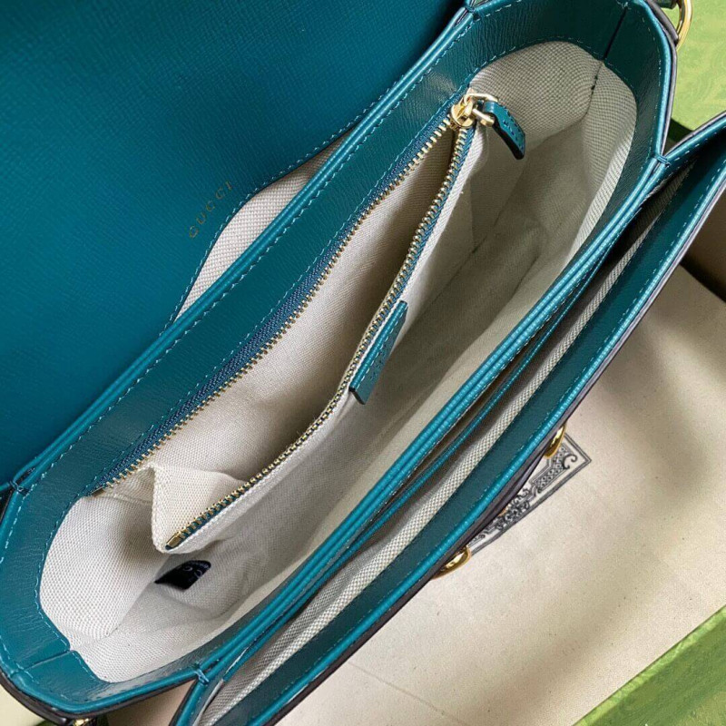 Replica Gucci Horsebit 1955 Small Shoulder Bag 602204 Blue And Green Leather