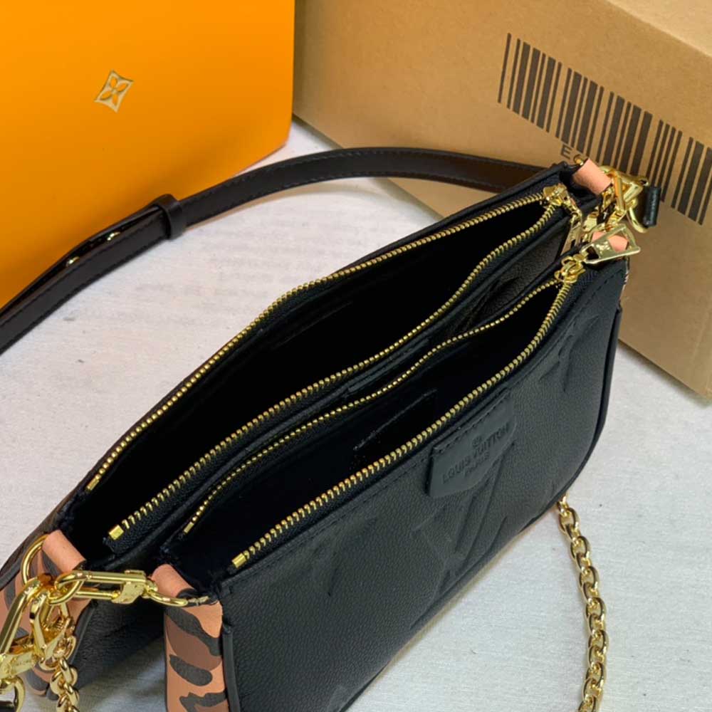 Replica Louis Vuitton Leopard Multi Pochette Accessoires M58520 Black/Brown