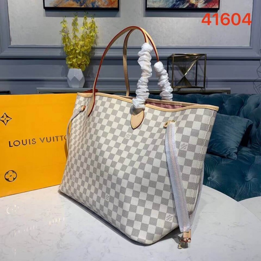 Replica Louis Vuitton Damier Azur Canvas Neverfull Gm N41604 Pink
