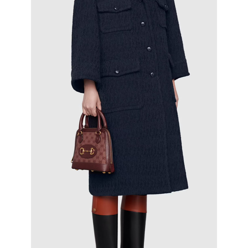 Replica Gucci Horsebit 1955 Gg Mini Bag 677212 In Burgundy Gg Canvas