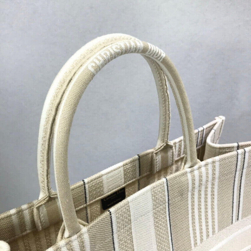Replica Dior Book Tote Beige Stripes Embroidery M1286