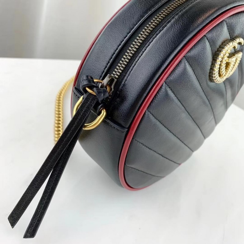 Replica Gucci Gg Marmont Mini Round Shoulder Bag 550154 Black