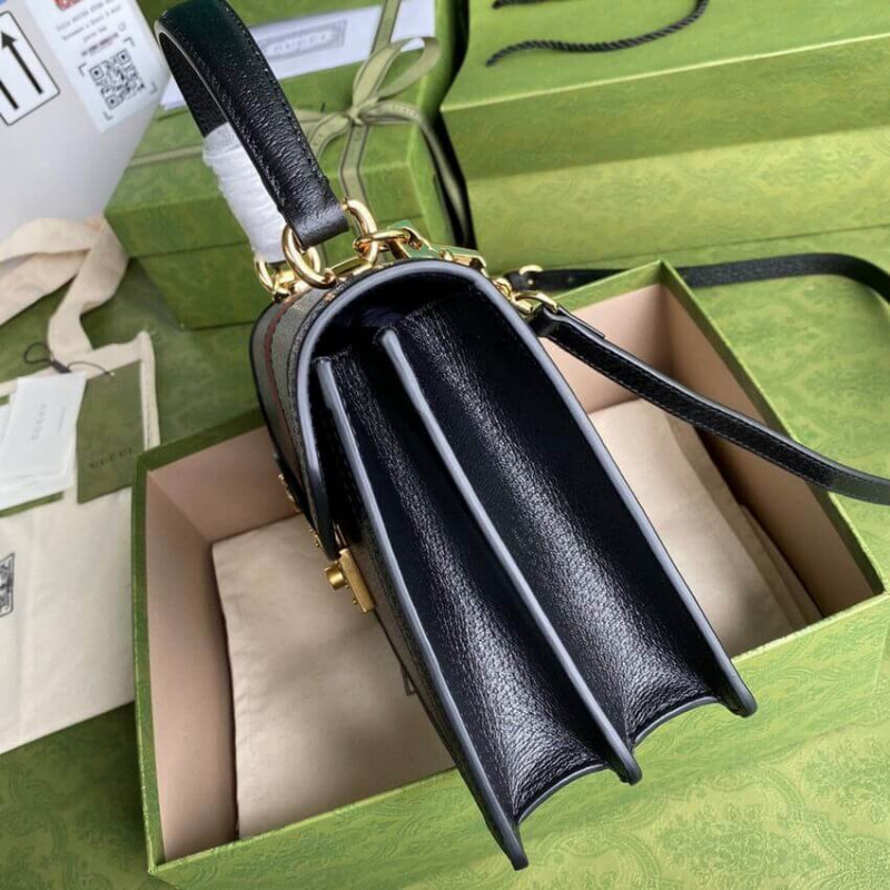 Replica Gucci Ophidia Leather Small Top Handle Bag With Web 651055