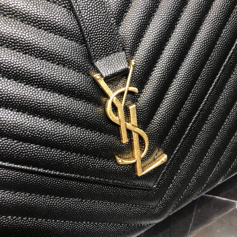 Replica Saint Laurent Grain Leather Large Envelope Chain Bag 396910 Black