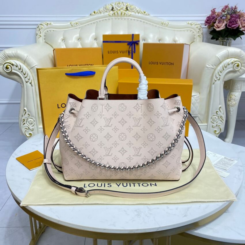 Replica Louis Vuitton Mahina Calf Leather Bella Tote M59203 Cream