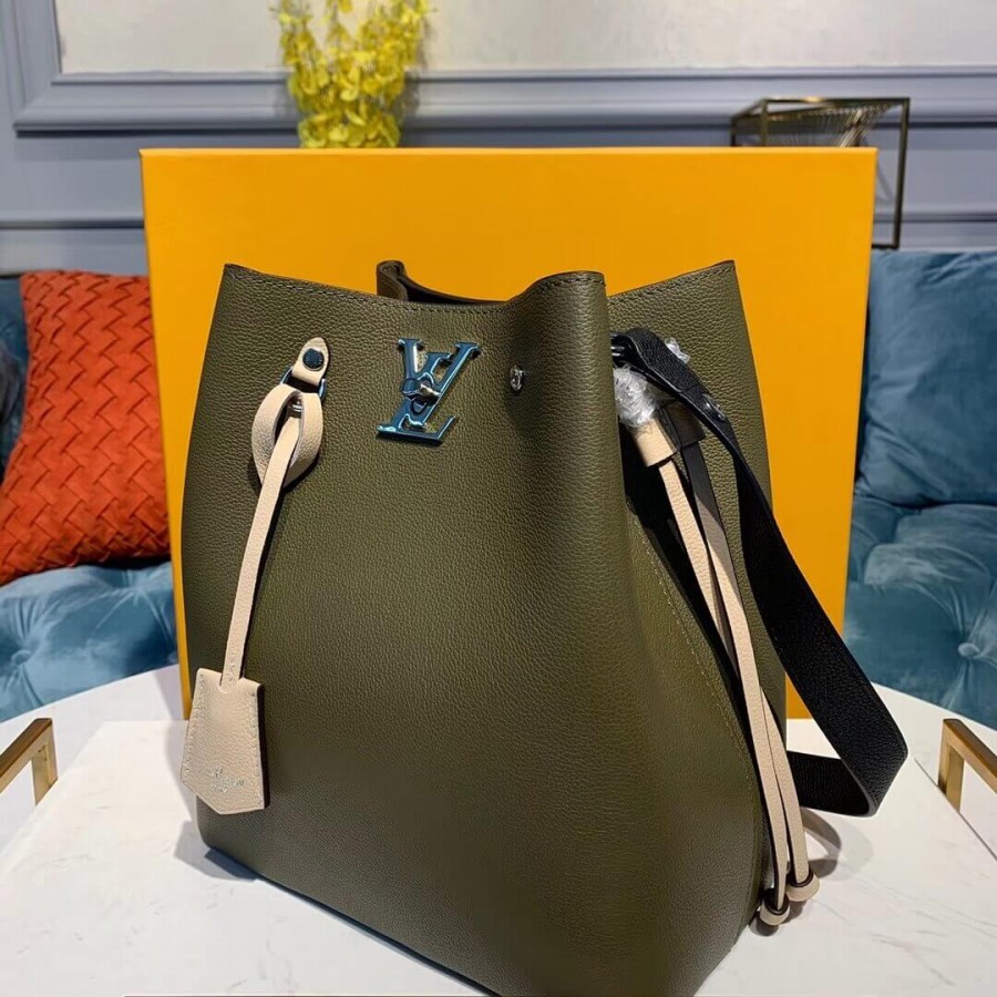 Replica Louis Vuitton Calfskin Leather Lockme Bucket M55439