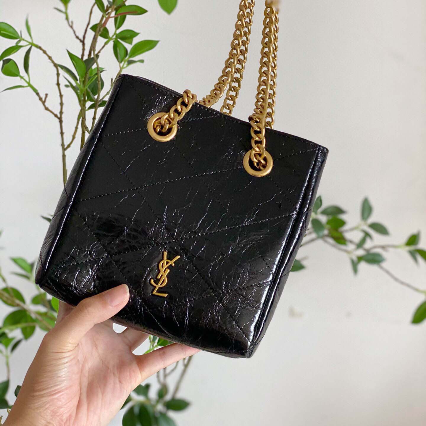 Replica Ysl Black Chain Crossbody Shoulder Bucket Bag