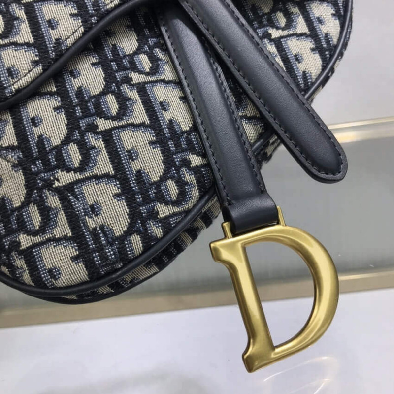 Replica Dior Mini Saddle Bag Blue Oblique Jacquard M0447