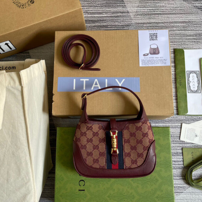 Replica Gucci Jackie 1961 Mini Shoulder Bag 637092 In Burgundy Gg Canvas