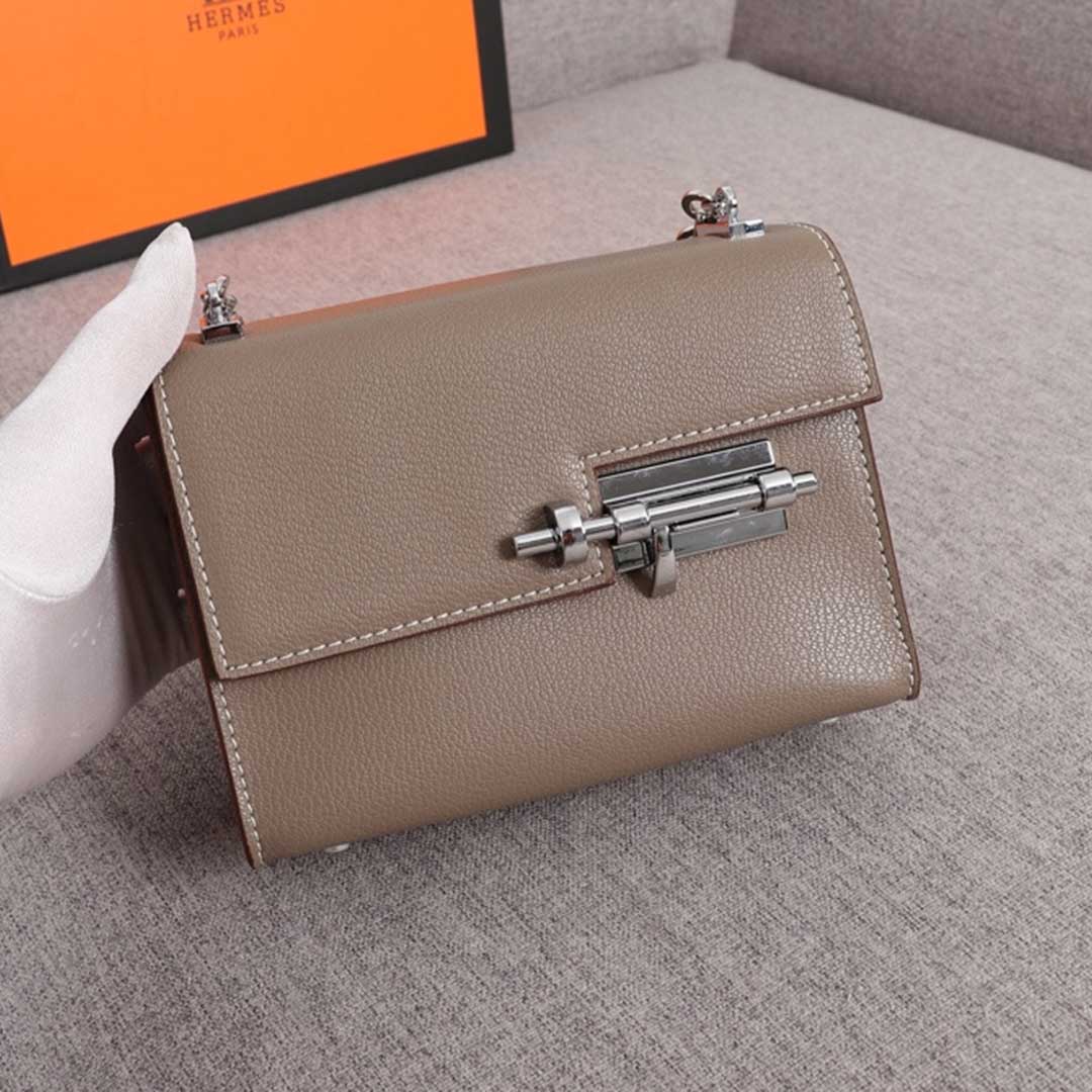 Replica Hermes Verrou Chaine Mini Bag Beige/Black/Brown