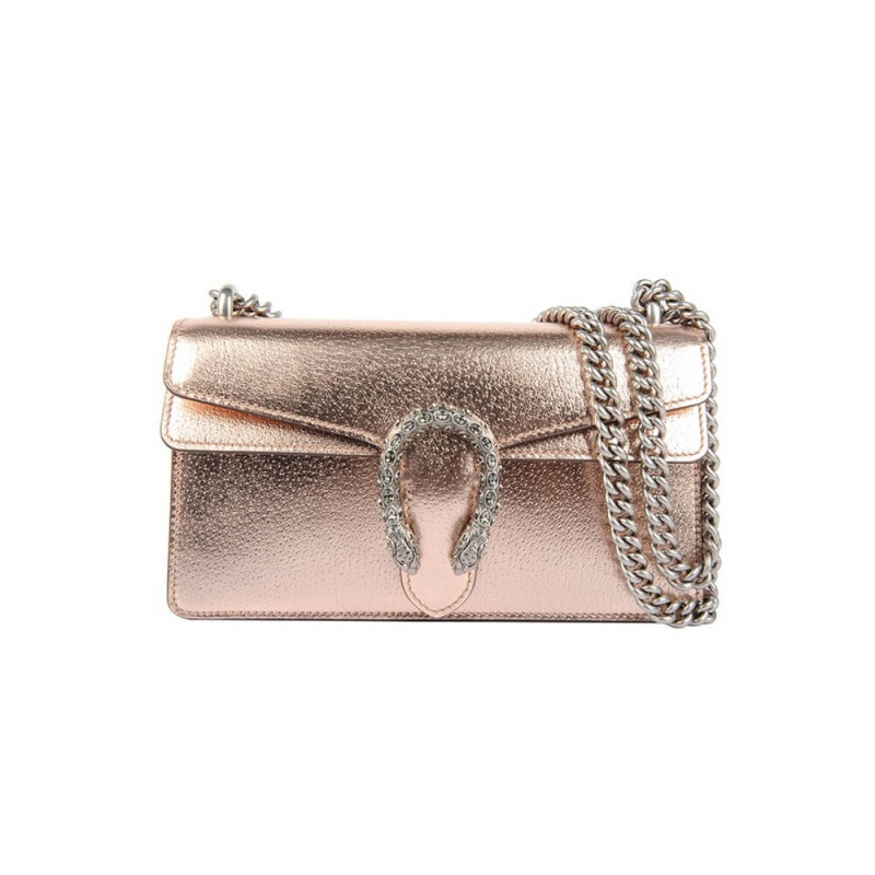 Replica Gucci Dionysus Small Shoulder Bag In Rose Gold Lame Leather 499623