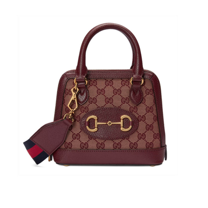 Replica Gucci Horsebit 1955 Gg Mini Bag 677212 In Burgundy Gg Canvas