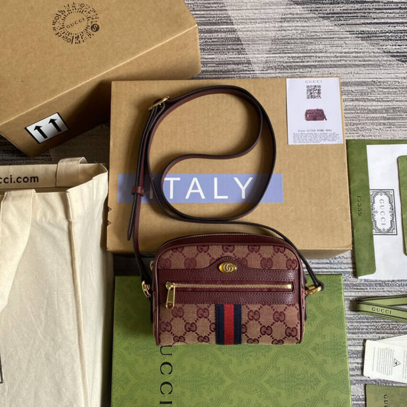 Replica Gucci Ophidia Mini Bag With Web 517350 Burgundy