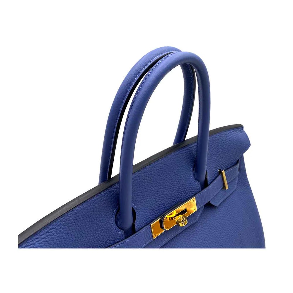 Hermes Birkin 30 Togo Blue Electric D Engraved Handbag