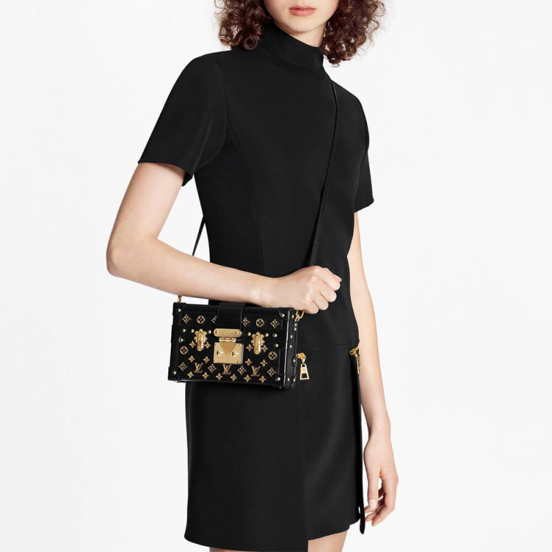 Replica Louis Vuitton Petite Malle Monogram Metal Bag M57817