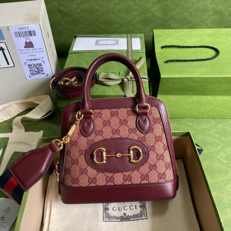 Replica Gucci Horsebit 1955 Gg Mini Bag 677212 In Burgundy Gg Canvas