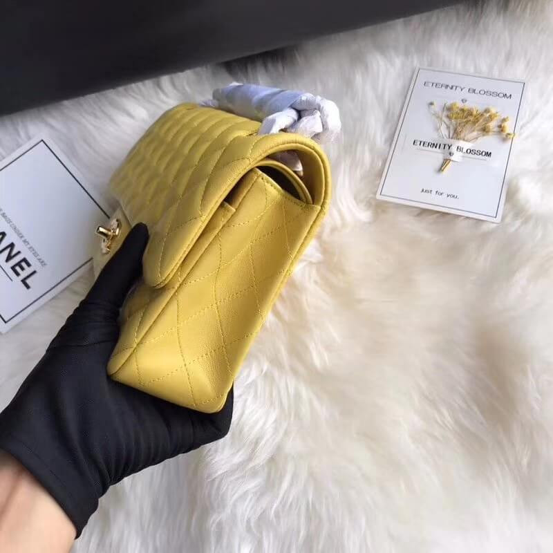 Replica Chanel 1112 Yellow Medium Size 2.55 Lambskin Leather Flap Bag