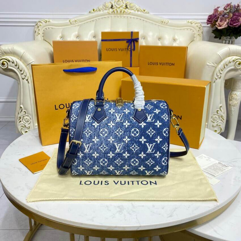 Replica Louis Vuitton Monogram Jacquard Denim Speedy Bandouliere 25 M59609