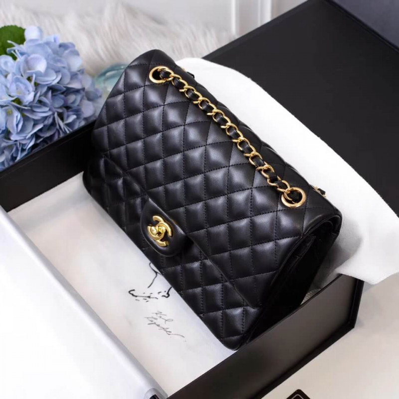 Replica Chanel 1112 Black Medium Size 2.55 Lambskin Leather Flap Bag