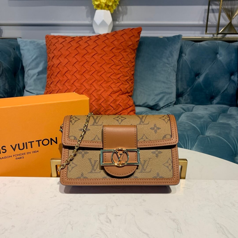 Replica Louis Vuitton Monogram Reverse Canvas Dauphine Chain Wallet M68746