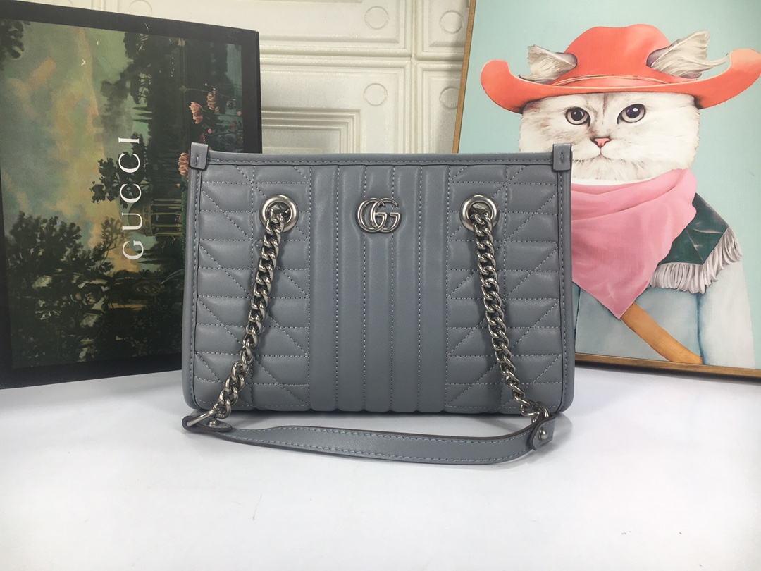 Replica Gucci Marmont Small Tote Bag- Brown/Gray/White