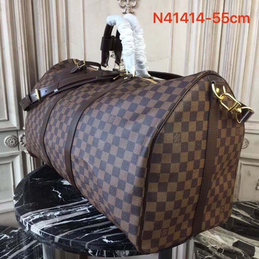 Replica Louis Vuitton Damier Ebene Canvas Keepall Bandouliere 55 N41414