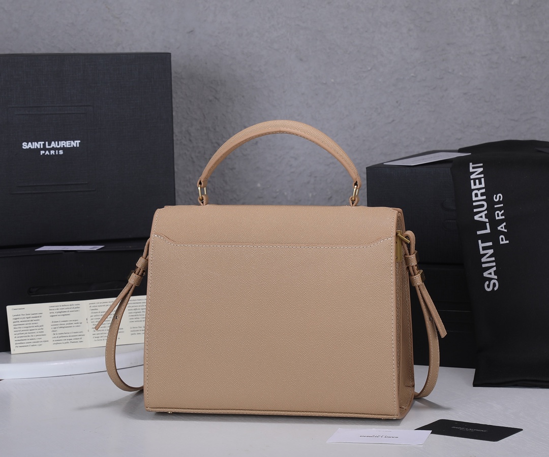 Replica Ysl Cassandra Medium Top Handle Bag- Black/Beige