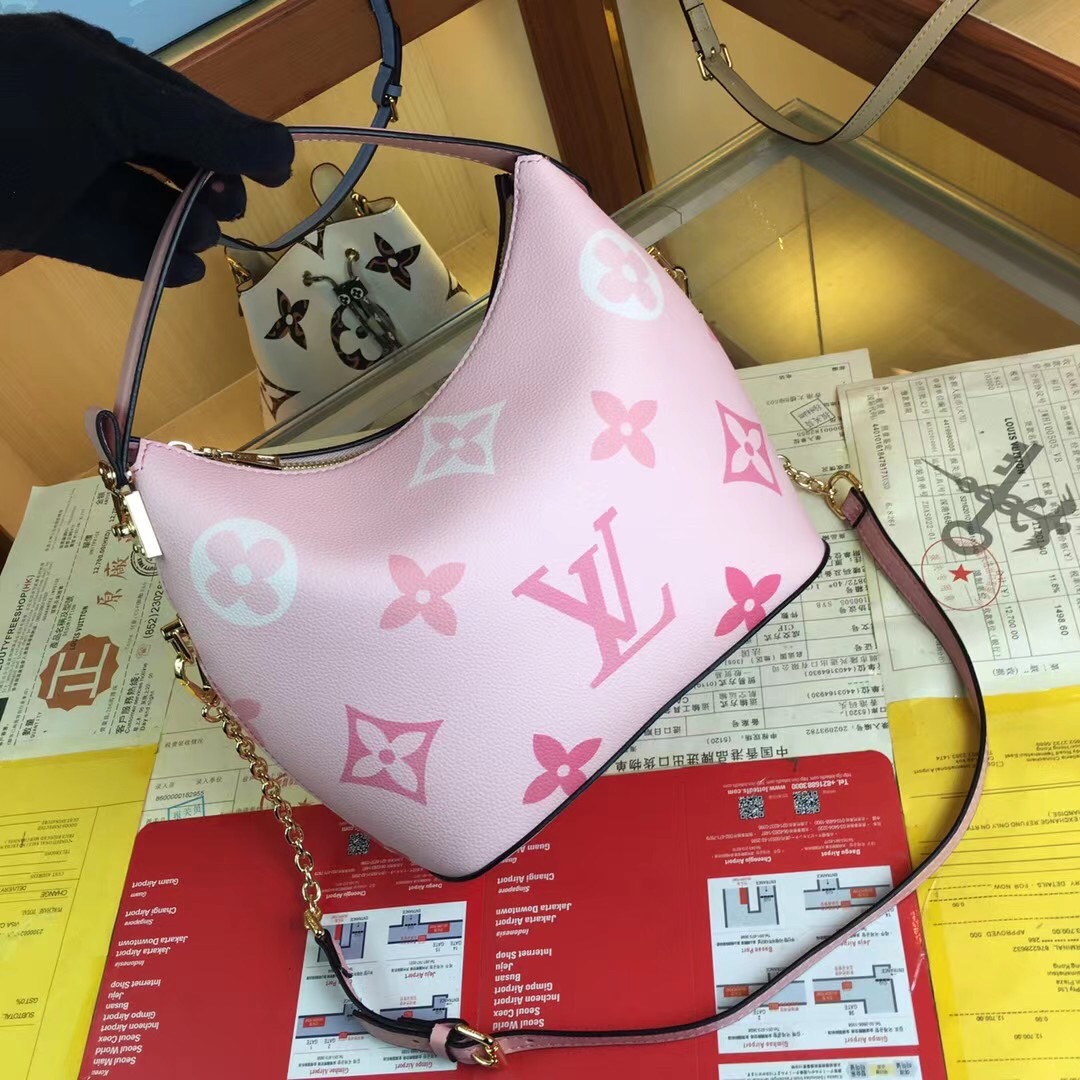 Replica Louis Vuitton Marshmallow Hobo Bag Beige/Pink/Blue