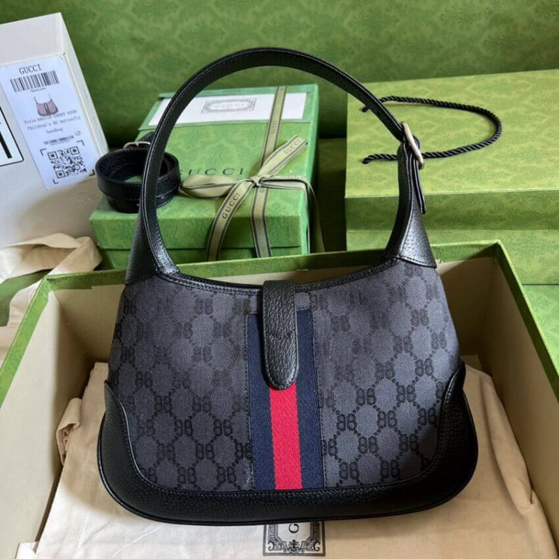 Replica Gucci X Balenciaga Jackie 1961 Small Hobo Bag 680118 Black