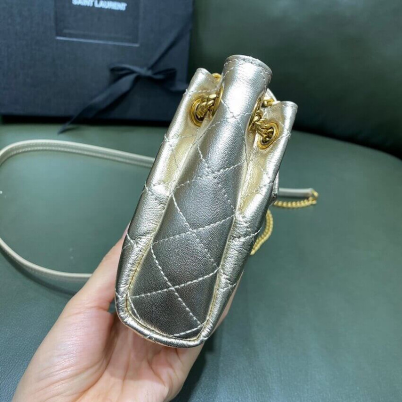 Replica Saint Laurent Nolita Mini Leather Shoulder Bag 672738 Champagne Gold