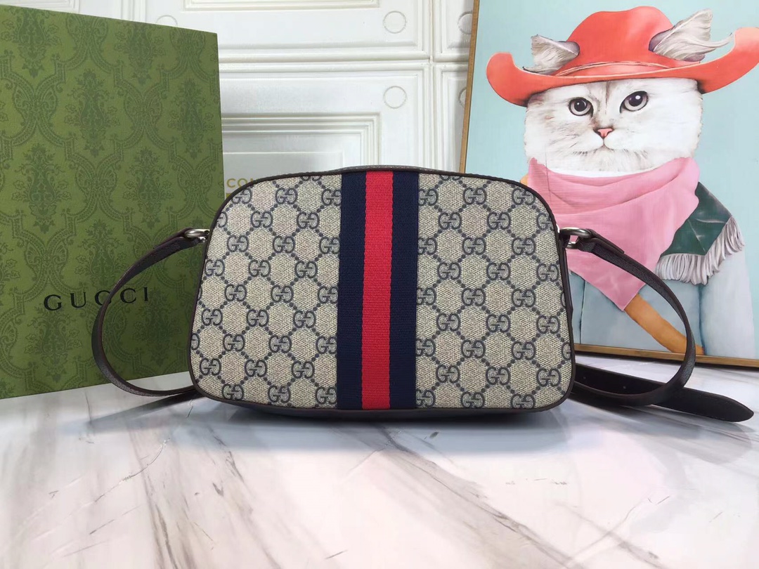 Replica Gucci Ophidia Double G Shoulder Bag- Black/White