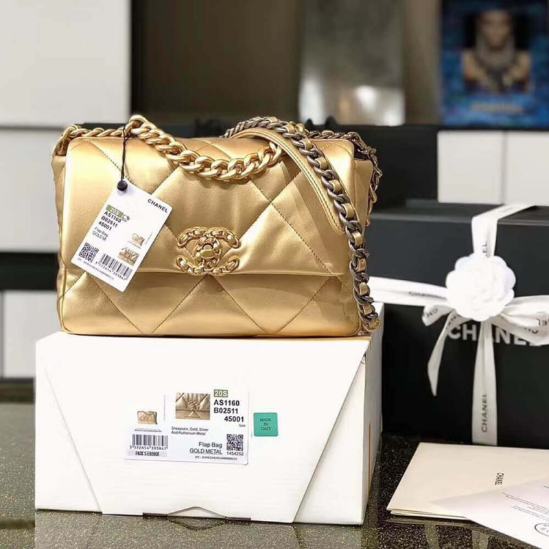 Replica Chanel 19 Flap Bag As1160 Gold