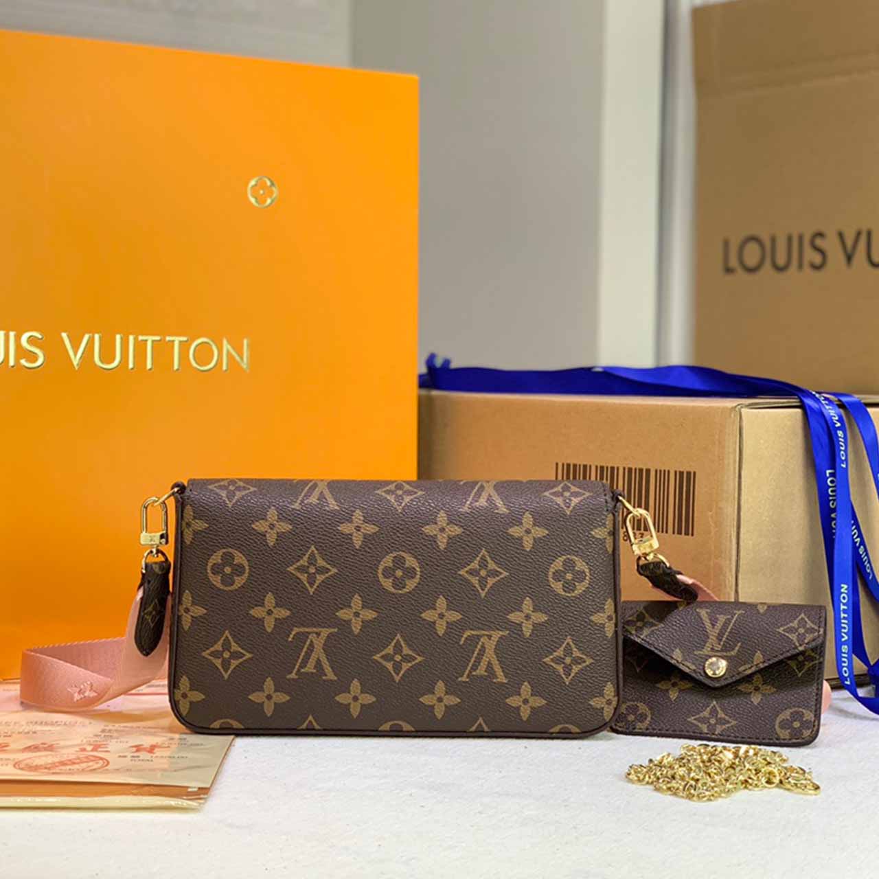 Replica Louis Vuitton Felicie Strap   Go M80091 Green/Pink